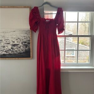 Hill House Red Puff-Sleeve Maxi Dress